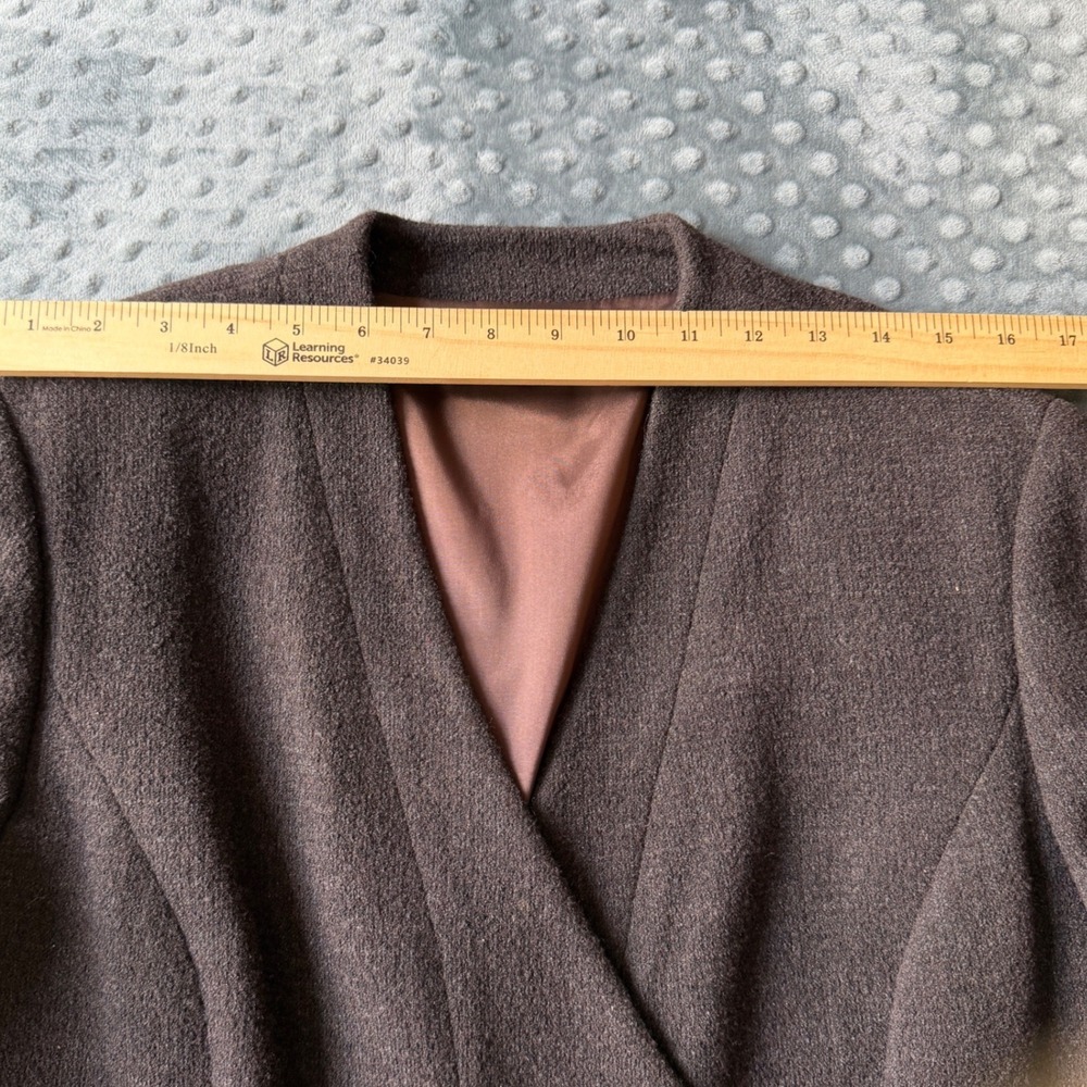 Giorgio Armani Le Collezioni Brown Wool Blend Skirt Suit Set Made in Italy 12/8 - Picture 6 of 16